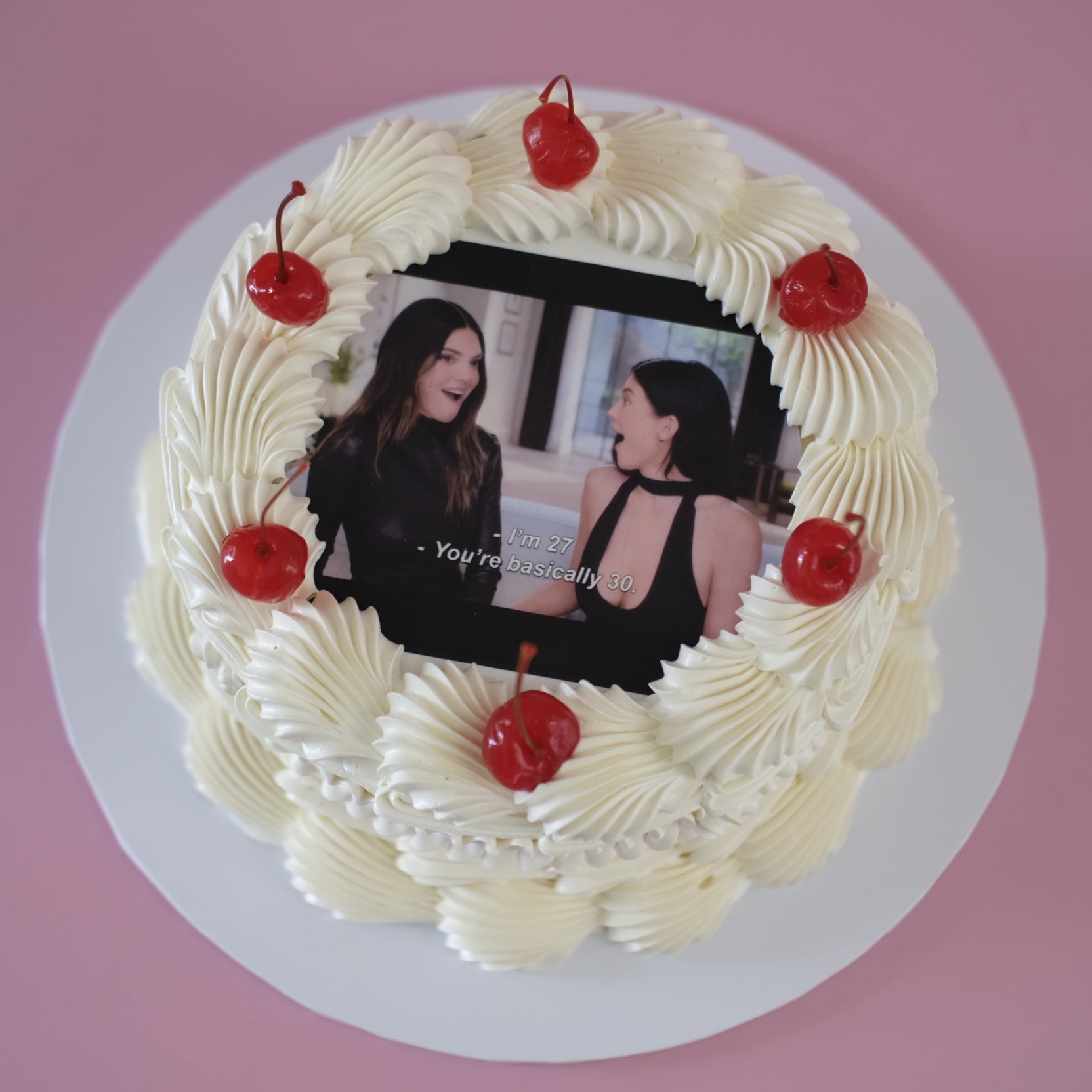 Edible Image Vintage Round Cake | Cherries