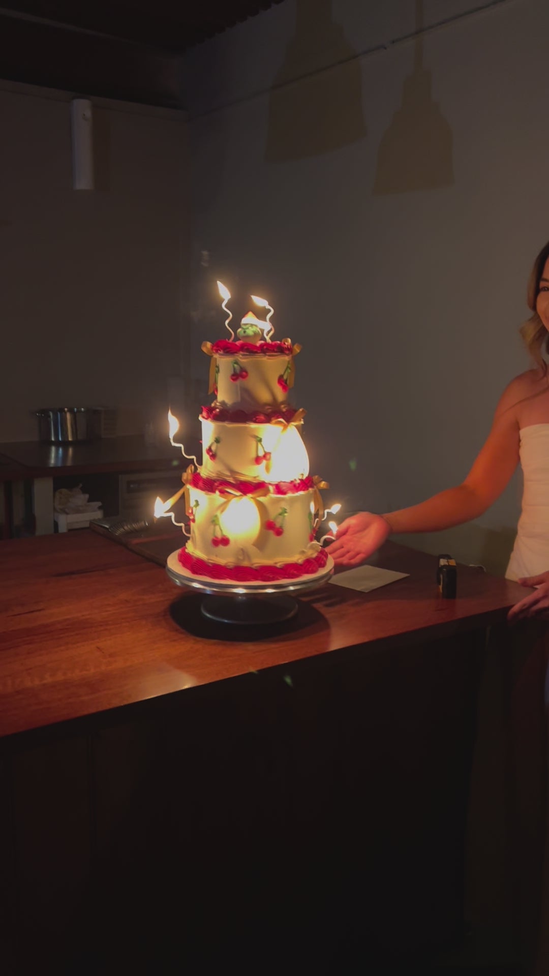 3 Tier Cherry Coquette Vintage Cake