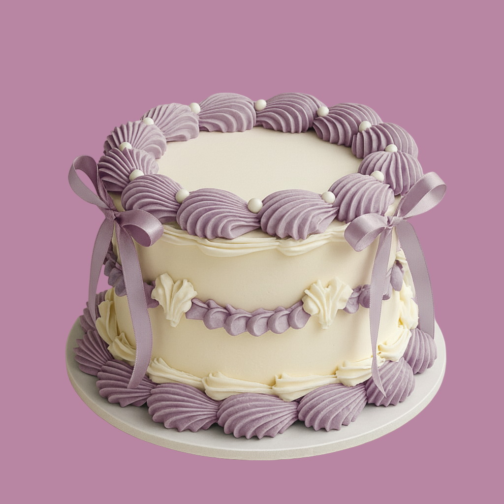 Mini Round Vintage Cake | Pearl White & Coquette